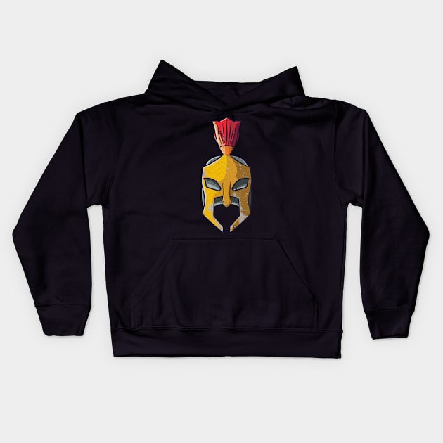 Spartan Helmet Greek Warrior Gladiator Kids Hoodie by Foxxy Merch